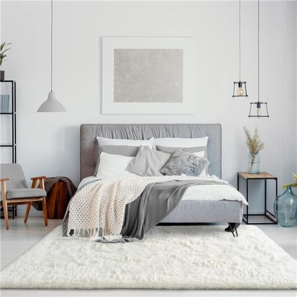 Super Soft Shaggy Rug for Bedroom, 6x9 Feet Fluffy Carpet for Living Room, Fuzzy - Picture 3 of 7